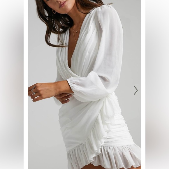 white graduation dress showpo Raquelle Mini Dress